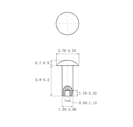 gb873 Φ2*6 扁圆头半空心铆钉