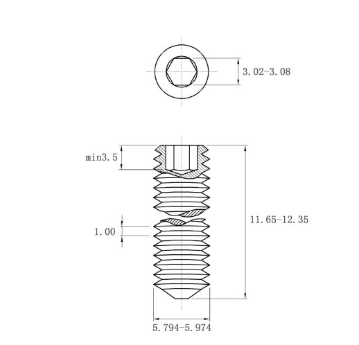 din914 m6*12 内六角锥端紧定螺钉