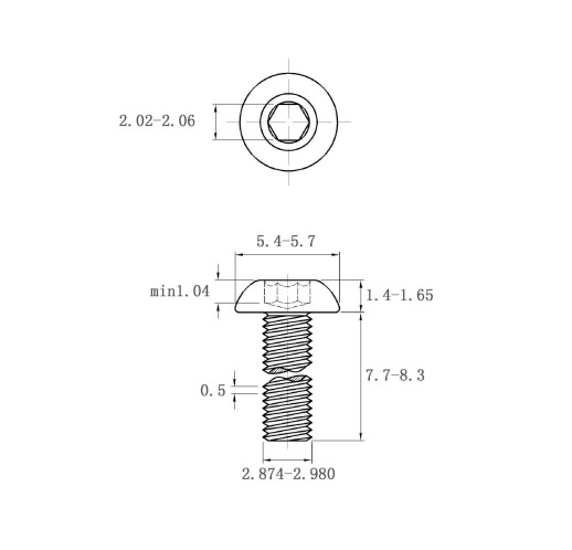 iso7380 m3*8 內六角平圓頭機螺釘