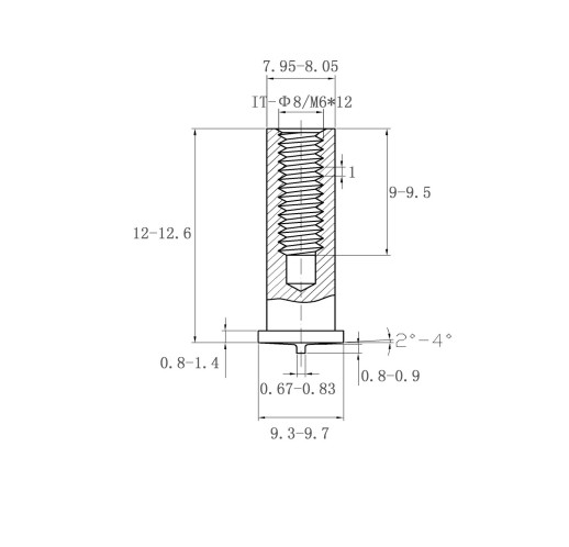 iso13918 it-Φ8/m6*12 it型焊接螺母