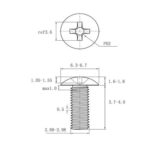 tm(粵標) m3*4 十字大扁頭機螺釘(粵標)